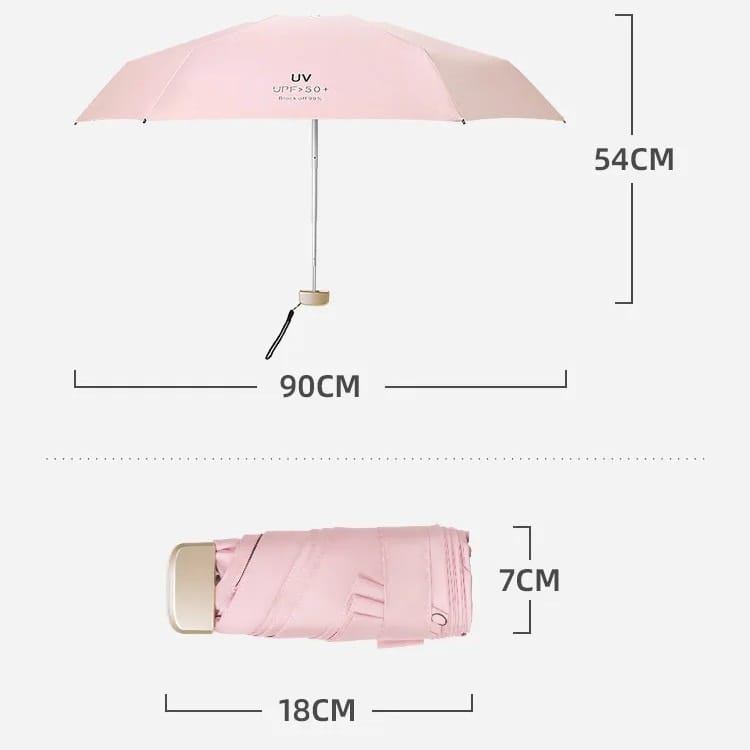 UV Protection UPF Small Travel Umbrella - Lightweight 3-Fold Compact Pocket Umbrella thumbnail 4