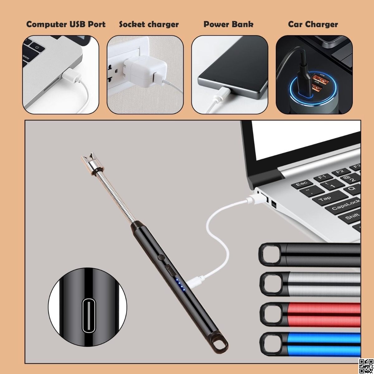 Rechargeable USB Electric Lighter – Arc Plasma Candle & BBQ Lighter thumbnail 6