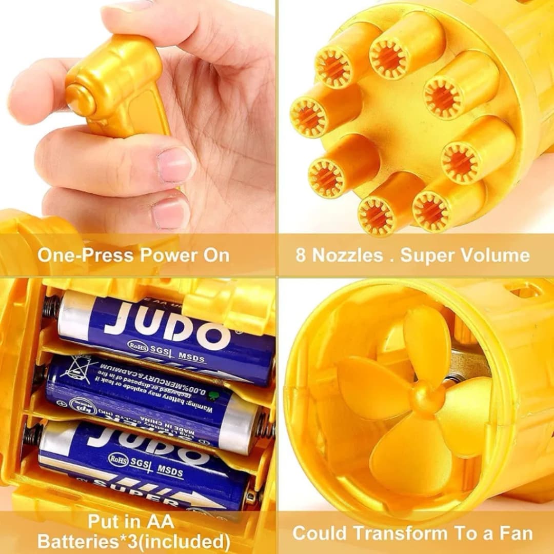 Gatling Bubble Cool Toys & Gif for Summer Children Kids Plastic Toy Boy Bubbles for Kid Bubbles Kids Toys thumbnail 4