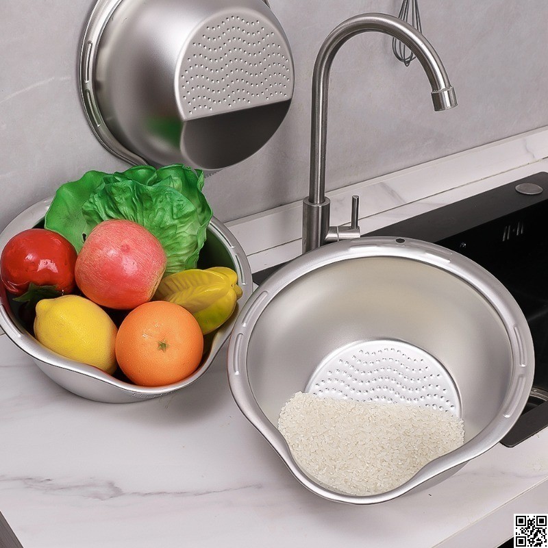 Stainless Steel Rice Washer Strainer Bowl – Multi Functional Rice, Fruit & Vegetable Cleaner thumbnail 5