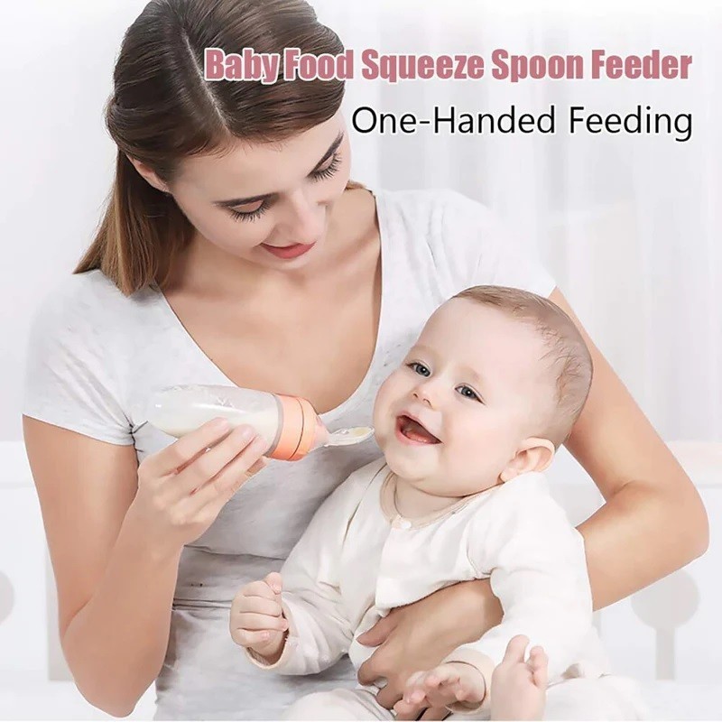 Baby Silicone Spoon Feeder 125ml | BPA Free Baby Food Feeding Bottle Spoon thumbnail 3