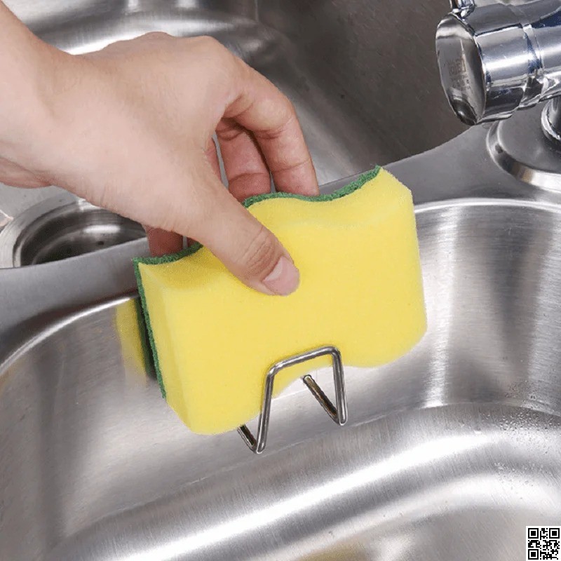 Stainless Steel Adhesive Sponge Holder for Kitchen Sink – No Drilling Required thumbnail 3