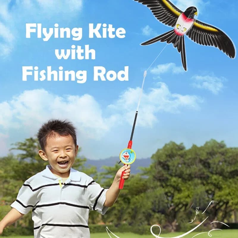 Mini Bird Kite with Fishing Rod, Cartoon Eagle Kite Toys With Fishing Rod thumbnail 4
