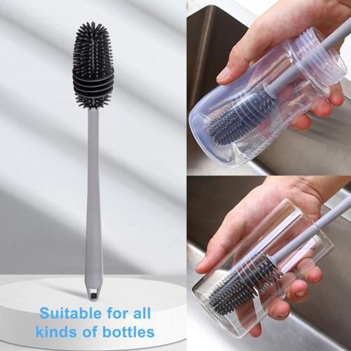 Silicone Bottle Cleaning Brush – Baby Bottle Washer with Handle thumbnail 4