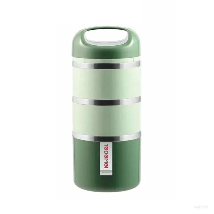 Tedemei 3-Layer Stainless Steel Lunch Box – Leak-Proof Thermal Food Container with Handle thumbnail 4