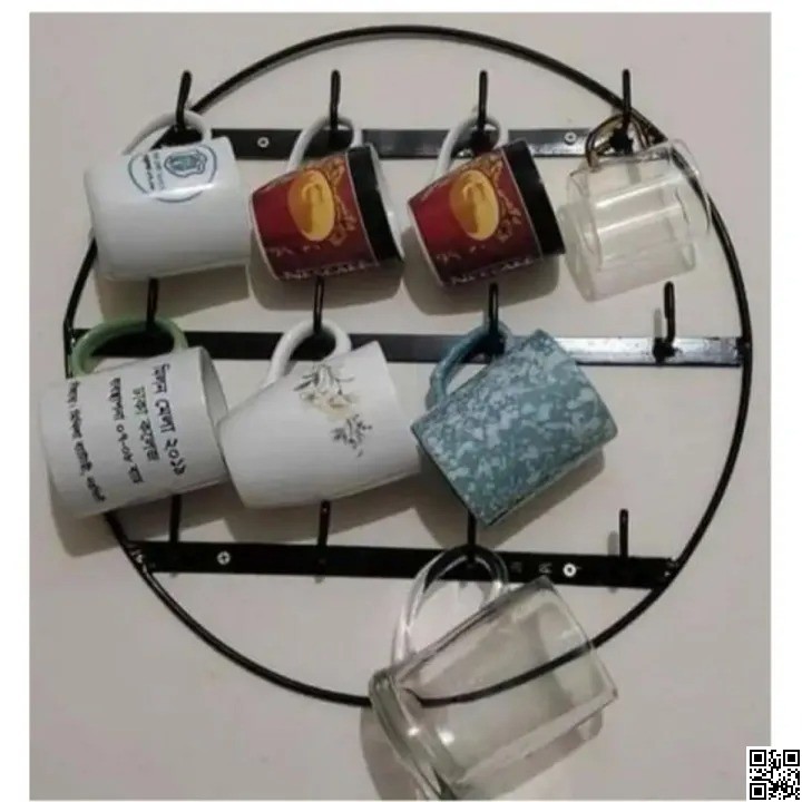 Coffee Mug Holder Wall Mounted Circular Metal Cup Storage Rack