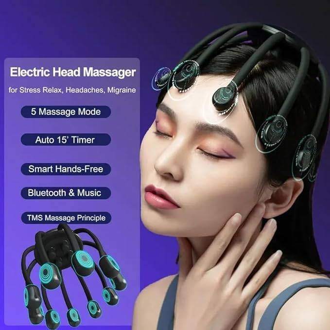 Electric Octopus Head Massager Scalp Therapy Device with 3 Vibration Modes – Relaxing Head Scratcher for Stress Relief & Better Sleep
