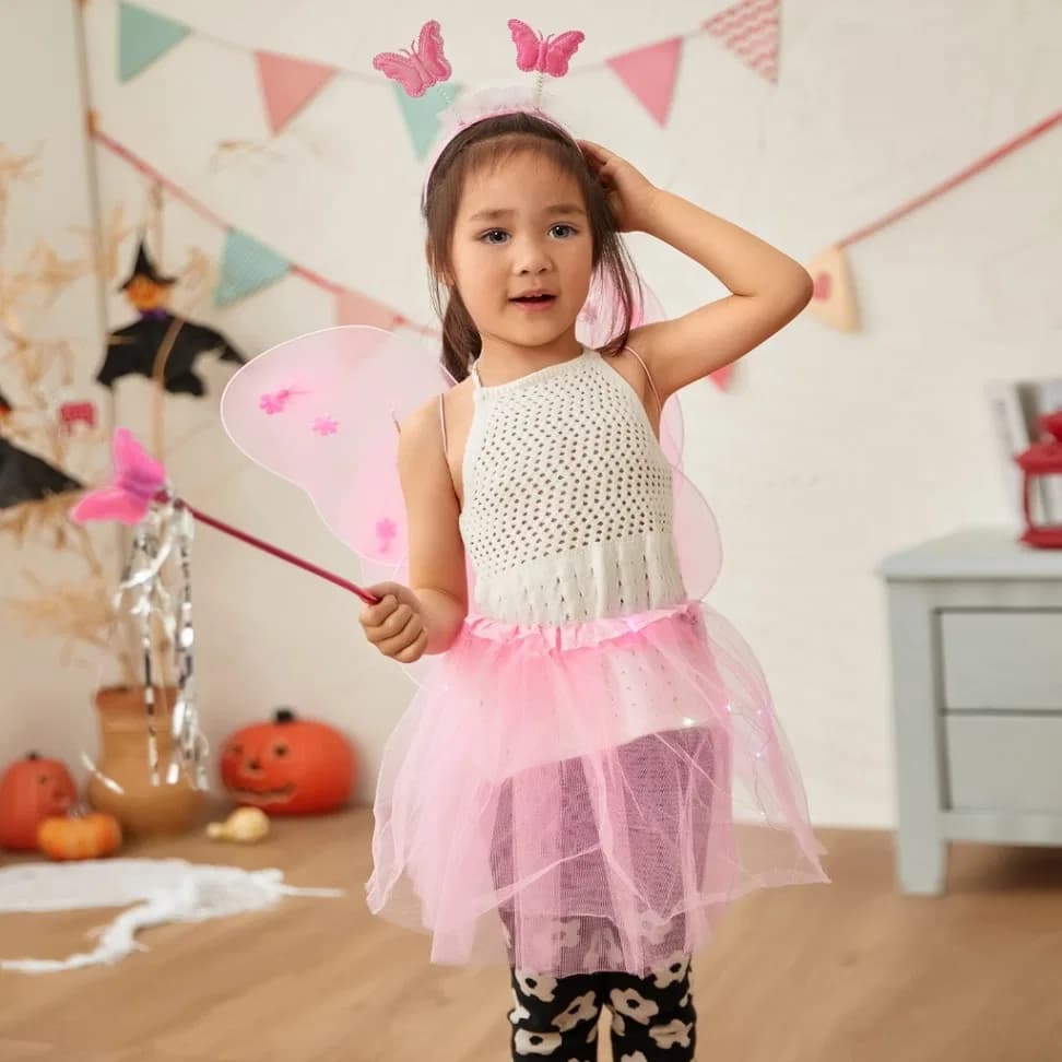 Butterfly Wings with Wand Headband for Party (3Pcs Fairy Costumes Set) thumbnail 4