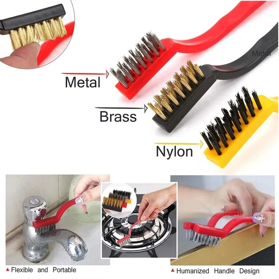 3pc Wire Brush Set, 3 Pcs Stainless Steel Wire Brush Set Cleaning Tool Kit thumbnail 3