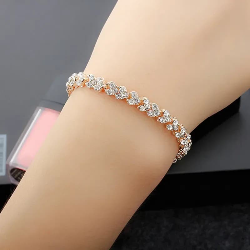 Roman Style Crystal Diamond Bracelet, Glamorous Diamond Chain Bracelet Ladies Chain Bracelet thumbnail 3