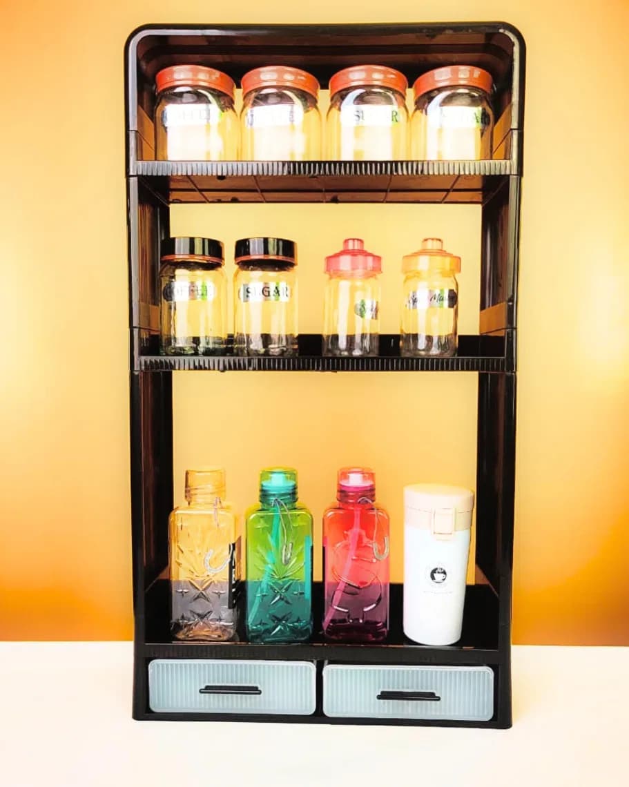 4 Layer Kitchen, Bathroom, Wall Mounted Shelf Multifunctional Toiletries Storage Rack. Kitchen Seasoning Bottle Storage Rack. Cosmetics Organizer thumbnail 8