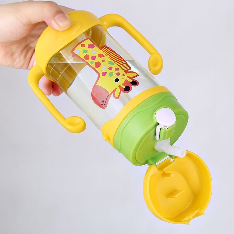 400ml Cartoon Water Bottle with Straw & Shoulder Strap – Kids Mum Pot Sippy Cup thumbnail 2