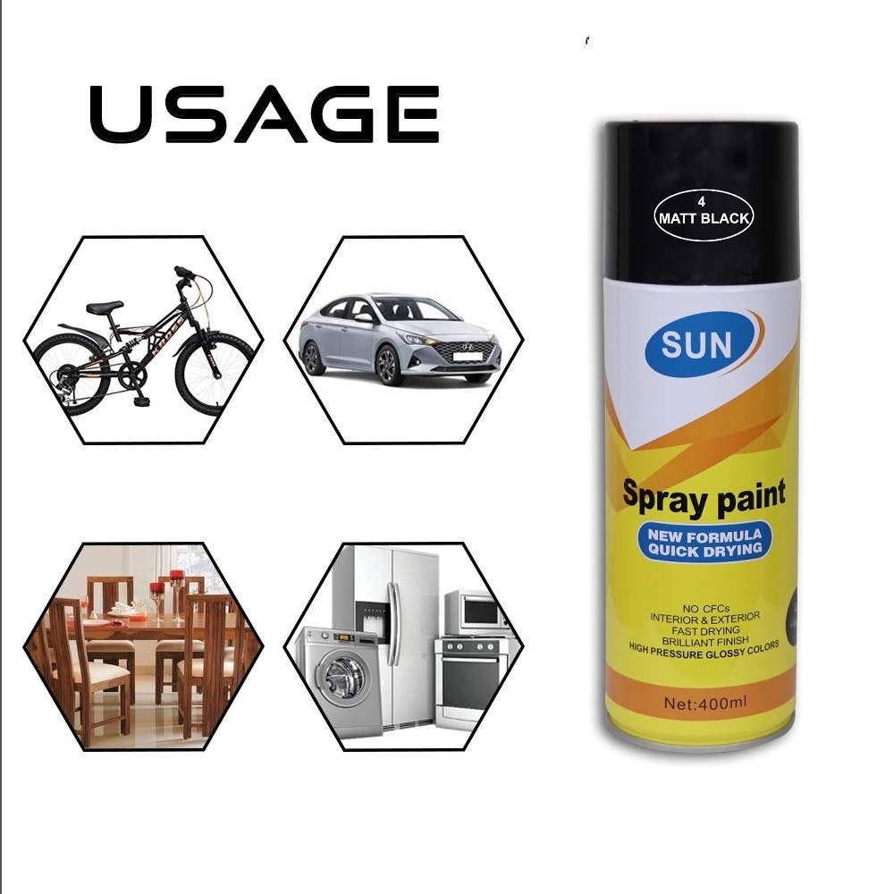 Sun Spray Paint 39 Black 400ml Aerosol Auto Spray Paint Quick Dry Anti Rust Spray Paint for Metal Wood Plastic Car Bike Furniture Bangladesh