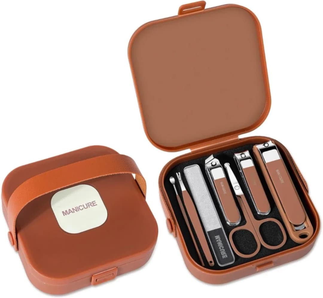 Manicure Pedicure Kit Box, 8pcs Nail Set Tool for Manicure Box Professional Pedicure Nail Cutter Set Nail Care Nail Clipper Kit thumbnail 2