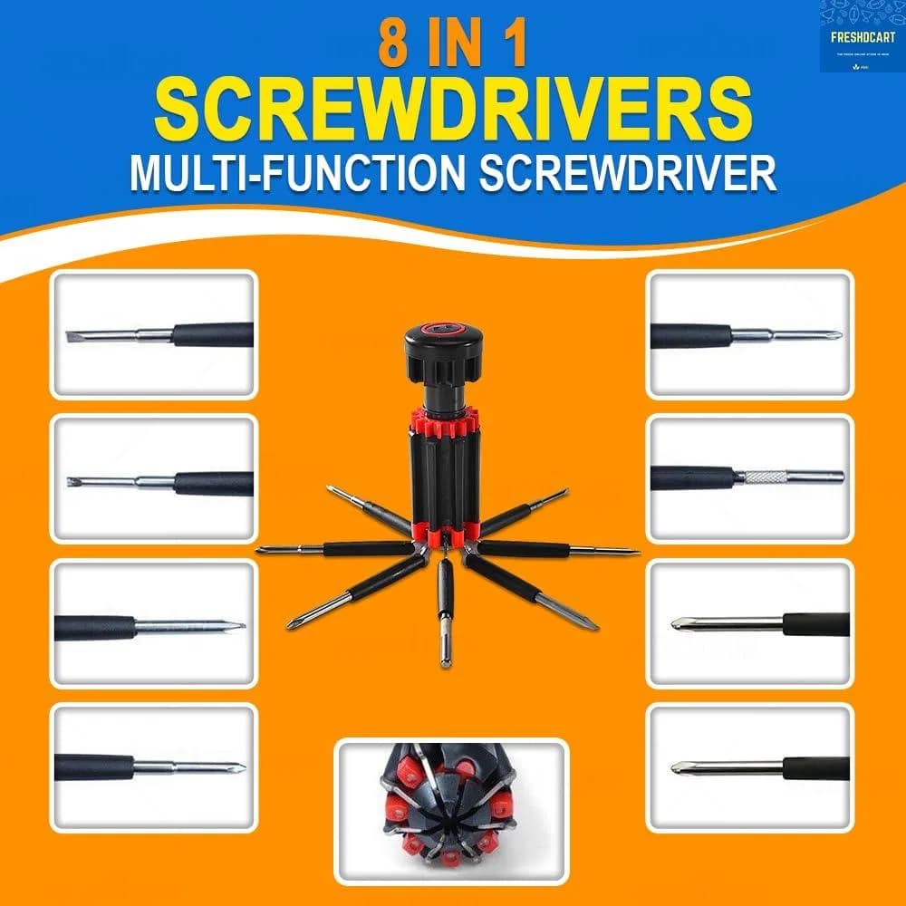 8-in-1 Screwdriver Set, Multi Screwdriver Hand Tool, All in One Screwdriver, Portable Screwdriver, Home Repair Tool Set,Multi-Function Tool with Worklight & Flashlight for Home Kitchen Car thumbnail 5