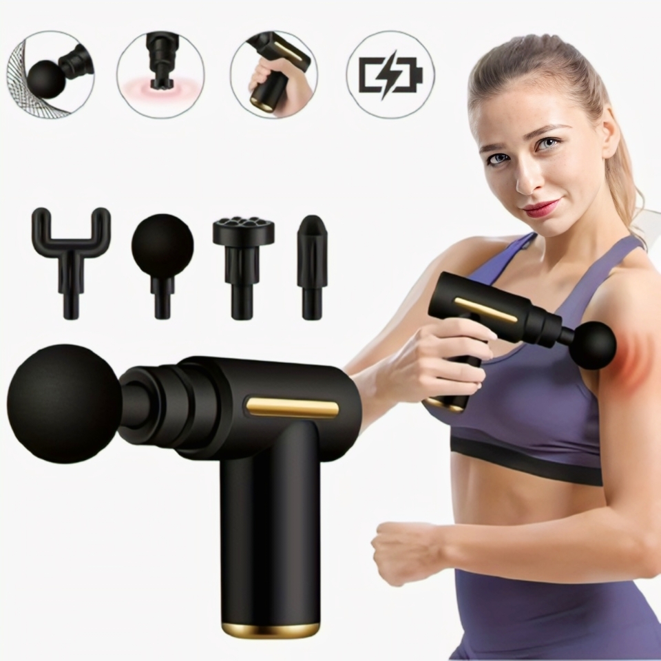 Body Massage Gun for Full-Body Muscles, Pain Relief Gun with Display Screen, Upgraded Percussion Deep Tissue Gun, Fascia Massager with 4 Heads for Neck, Shoulders, Back, and Arms