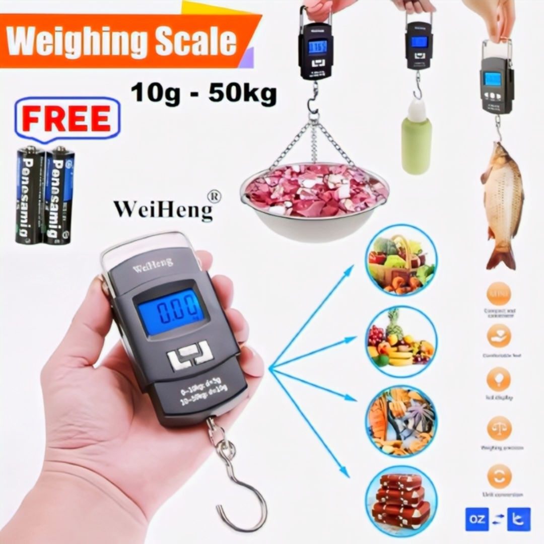 Digital Hanging Weight Scale – Portable Electronic Hook Scale (50kg)
