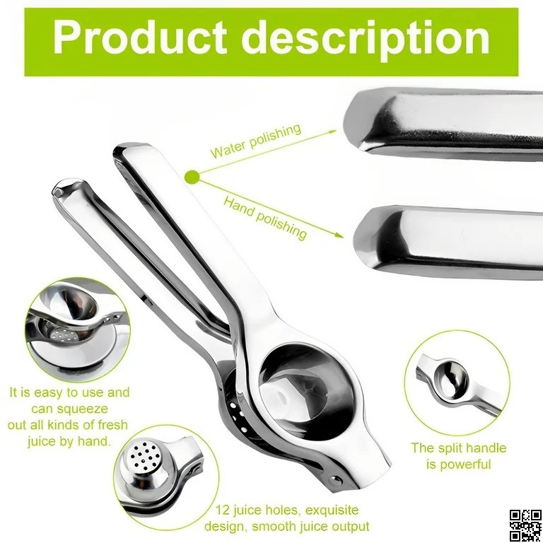Stainless Steel Lemon Squeezer – Manual Citrus Juicer Hand Press thumbnail 4