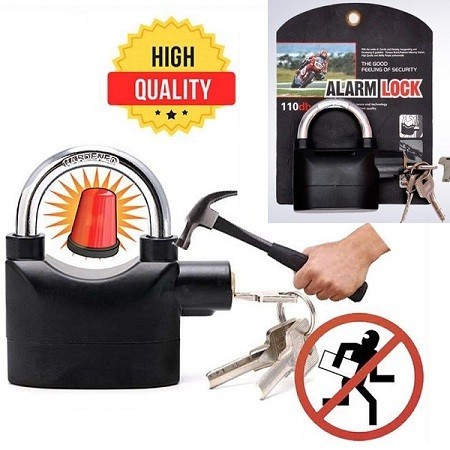 Security Alarm Lock 110dB Anti Theft Padlock | Bike Motorcycle Door Shop Garage Alarm Lock