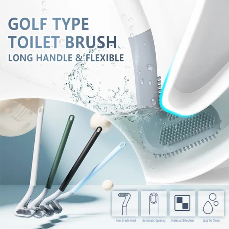Golf Brush Head Toilet Cleaning Brush – Long Handle Silicone Toilet Brush thumbnail 4