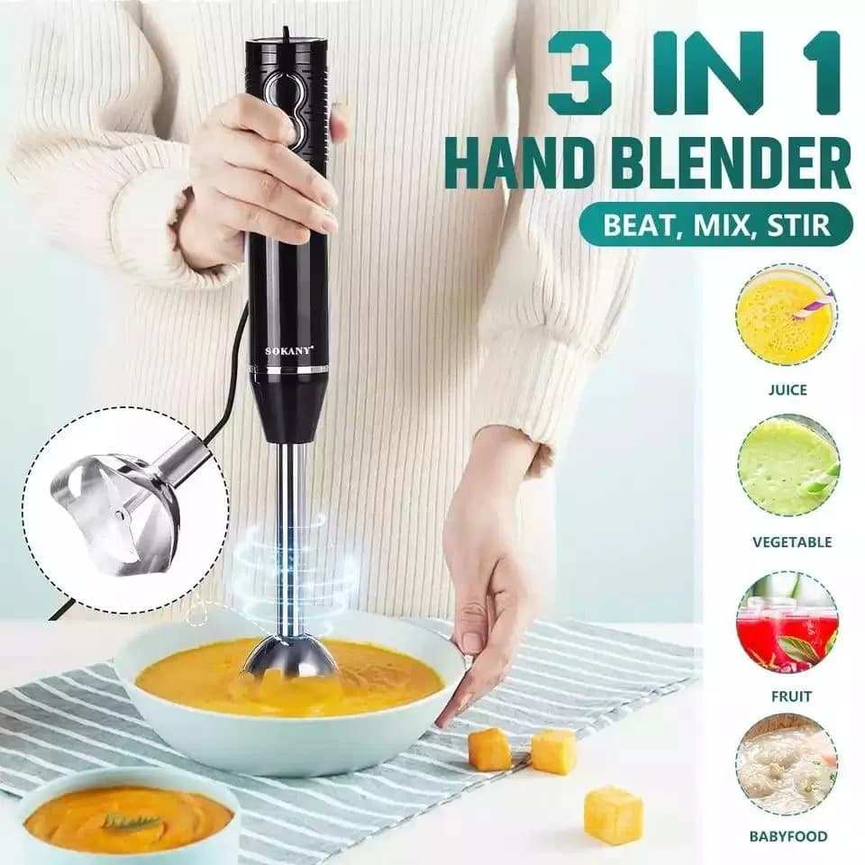 SOKANY 3-in-1 Multifunctional Handheld Electric Blender Mixer 2 Speed Control 300W
