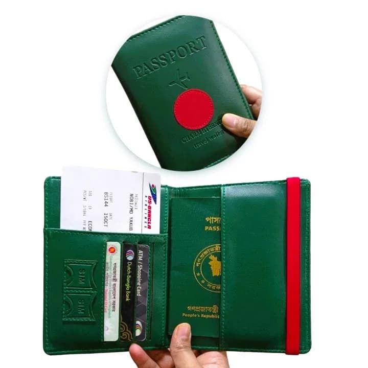 Passport Cover & Card Holder, Sonar Bangla Passport Cover & Card Holder For Men/ Women - Bangladeshi Flag Passport Cover thumbnail 3
