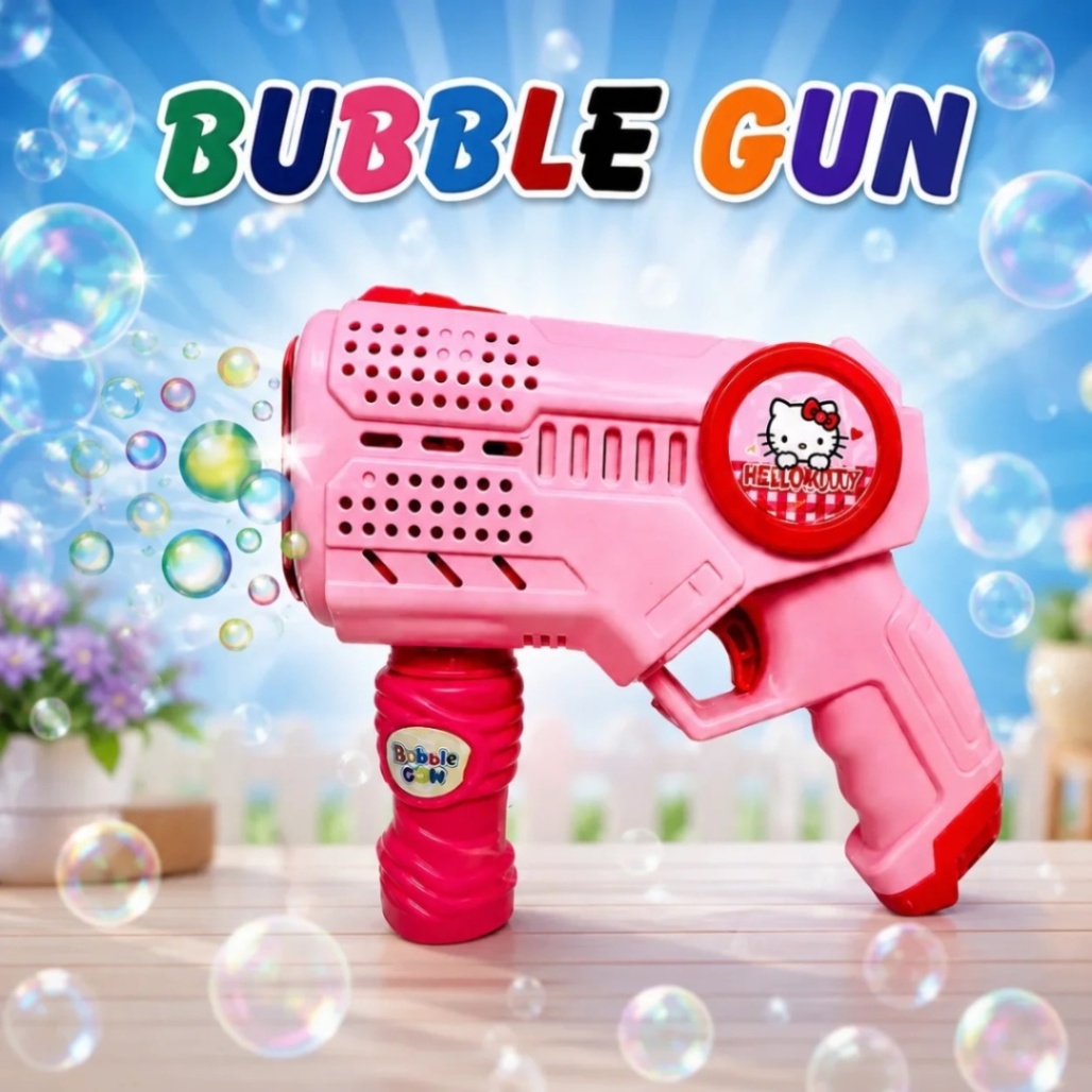 10-Hole Doraemon Automatic Bubble Gatling Gun Toy with LED Light, Solution & Batteries