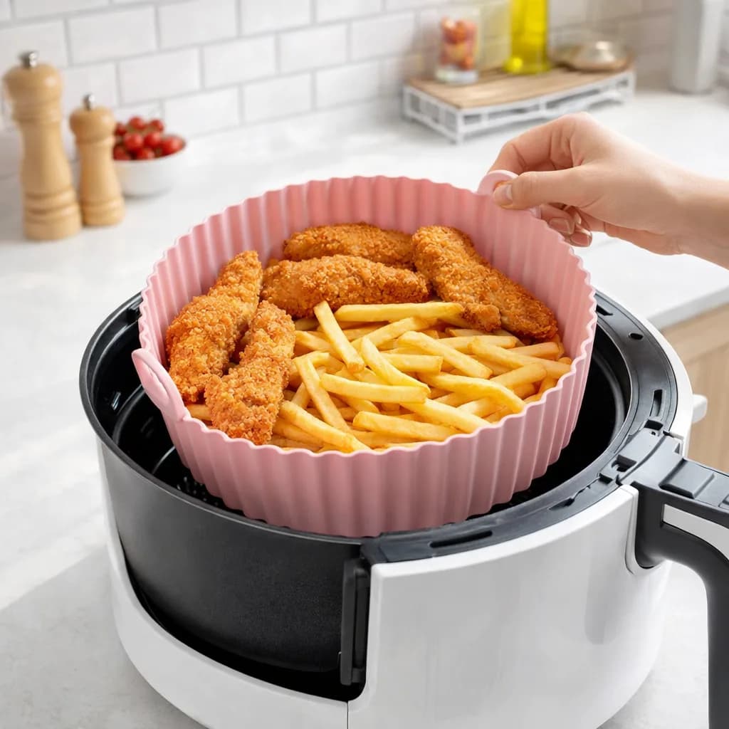 1Pcs Air Fryer Silicone Liners Basket Round, Air Fryer Silicone Basket, Air Fryer Silicone Pot, Air Fryer Silicone Pot Bowl thumbnail 5