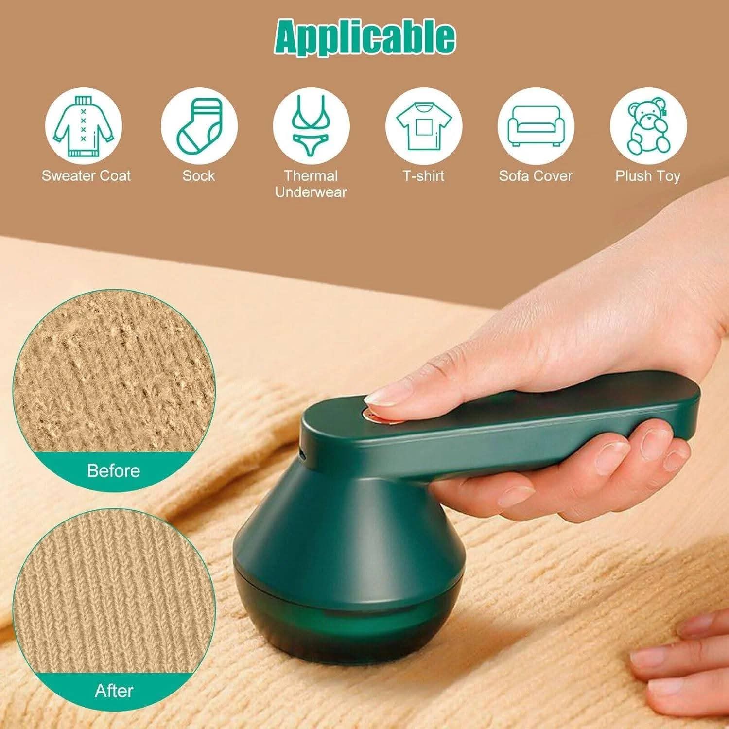 Rechargeable Electric Lint Remover Fabric Shaver – Portable Wool Fuzz Remover, Clothes Defuzzer Machine with 5 Blade System thumbnail 3
