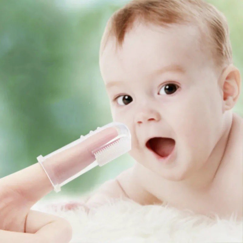 Silicone Baby Finger Toothbrush with Cover | Soft BPA Free Baby Gum & Teeth Cleaning Brush thumbnail 4
