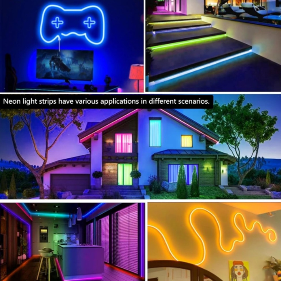 USB Smart Neon Rope Light (16.4ft/5m) - RGB IC App & Remote Controlled Music Sync Strip Light thumbnail 3