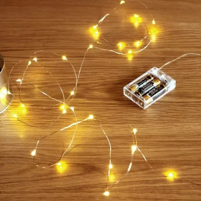 Led String Light Battery Powered Copper Wire Starry Fairy Lights, Battery Operated Lights for Bedroom, Christmas, Parties, Wedding, Centerpiece, Decoration thumbnail 2