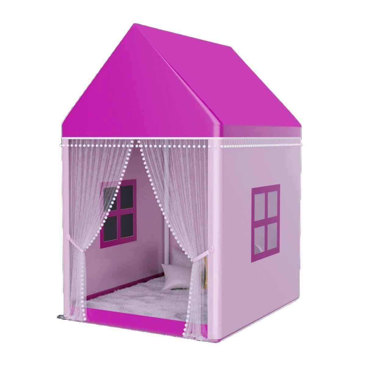 Baby Castle Tent House with 40 Balls – Portable Kids Play Tent for Indoor & Outdoor (Pink) thumbnail 3