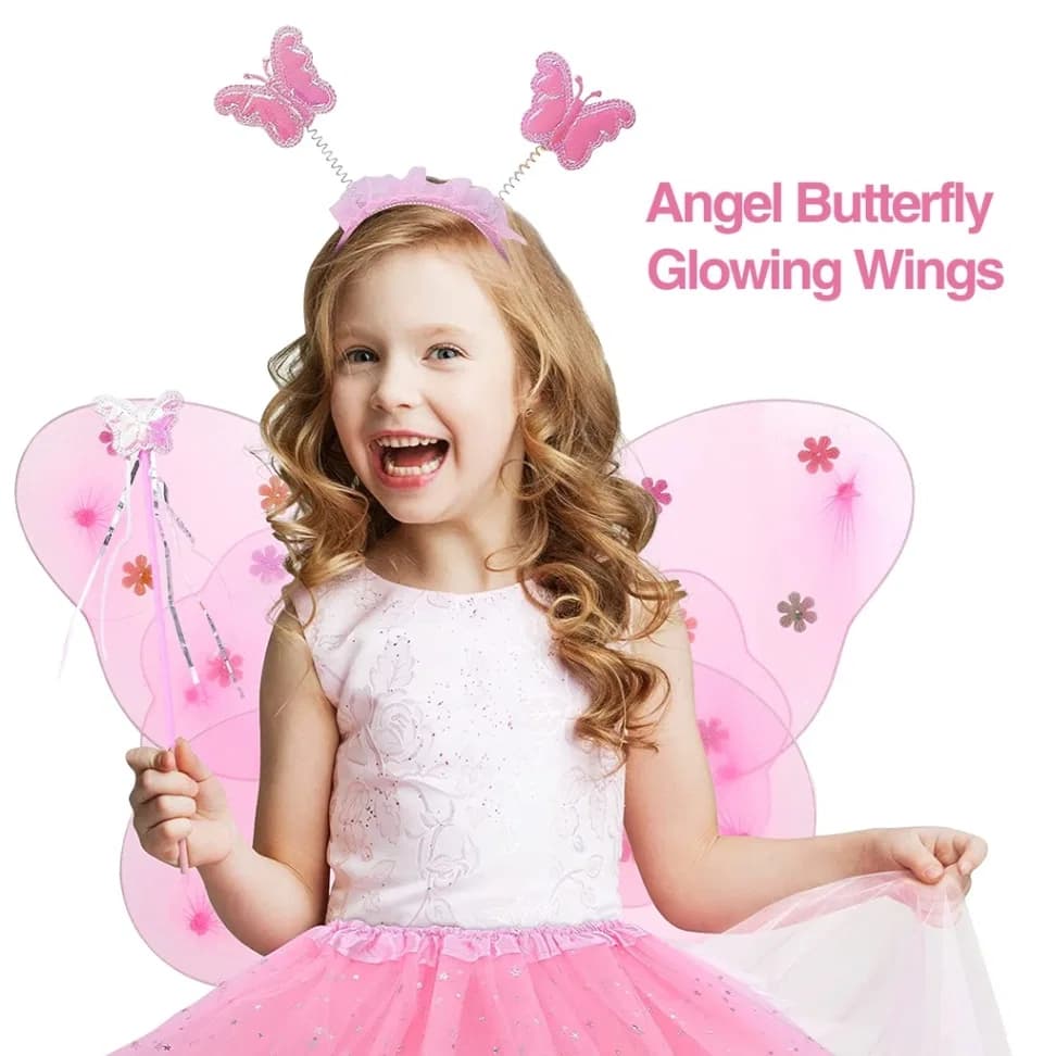Butterfly Wings with Wand Headband for Party (3Pcs Fairy Costumes Set) thumbnail 2