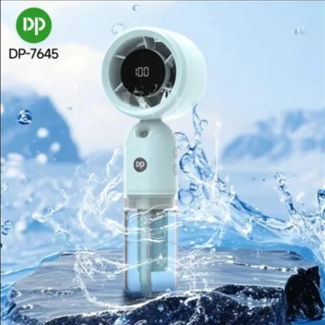 Portable 3000mAh Ice Cooling Handheld Mist Spray Fan DP-7645 with Digital Display thumbnail 5