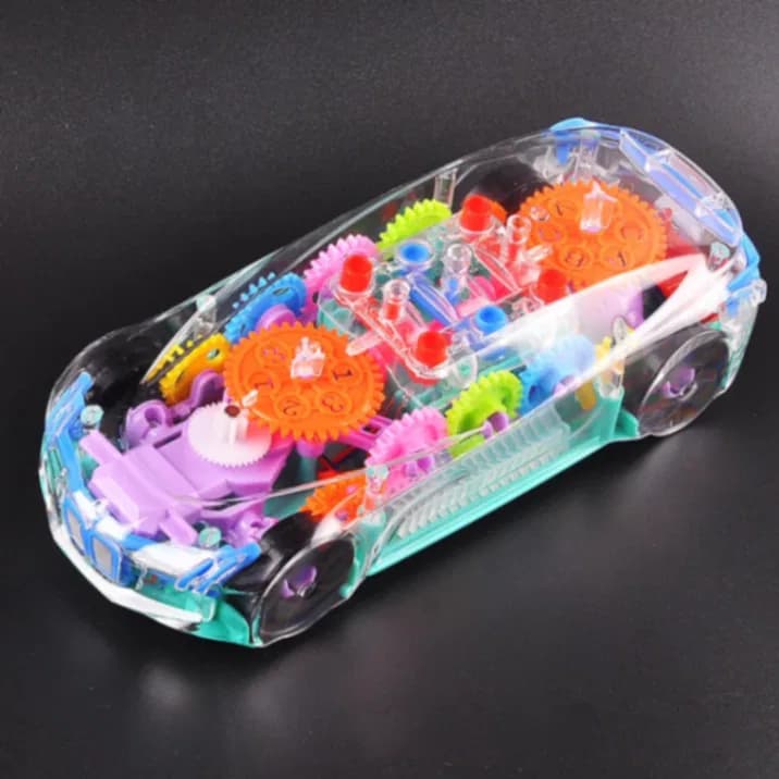 Transparent Car Toy for Kids, Storio 3D Baby Car Toy with 360 Degree Rotation, Gear Simulation Mechanical Car with Sound Music & Light Toys for Kids Boys & Girls thumbnail 4