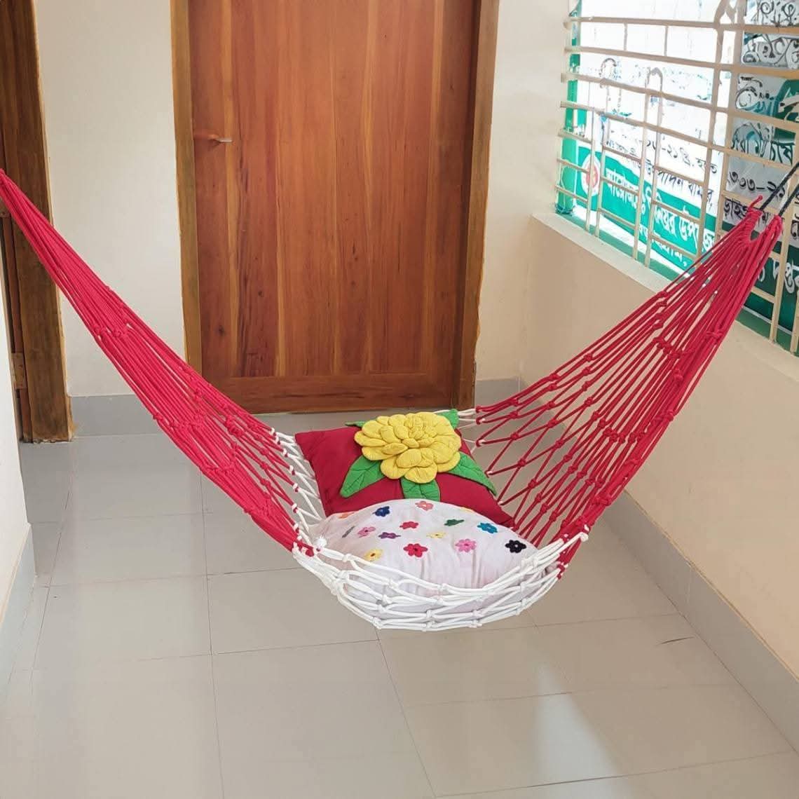 Premium Handmade Silk Rope Hammock Swing for Indoor, Balcony & Outdoor Camping thumbnail 2