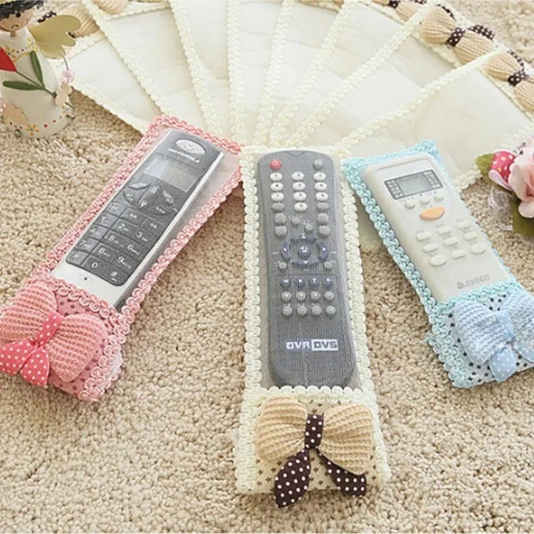 TV AC Remote Cover (3Pcs Combo), Dustproof Lace Cloth Fabric Remote Cover thumbnail 2