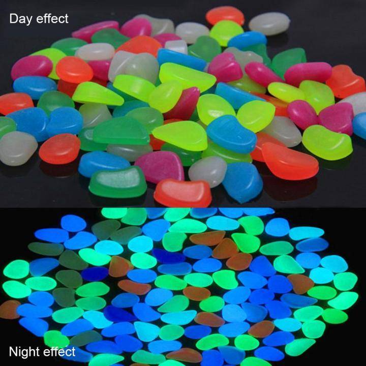 100pcs Luminous Glow Pebbles – Colorful Radium Stones for Garden & Aquarium Decor thumbnail 5