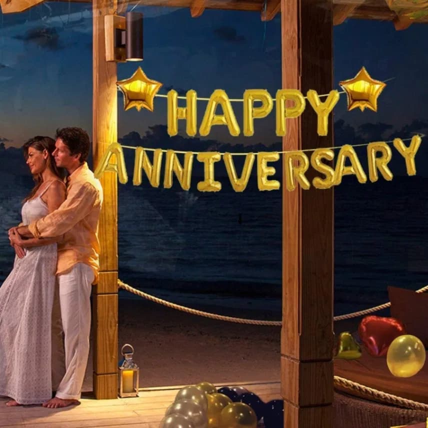 Happy Anniversary Foil Balloon - Golden thumbnail 4