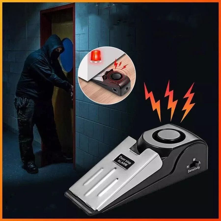 Wireless Door Stop Alarm Stainless Steel 3 Sensitivity Level Sensor Wedge-shaped Portable Home Office Travel Security Protection thumbnail 5