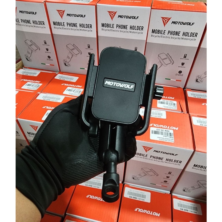 Motowolf V3 Mobile Phone Holder for Bike Mirror Mount - 360 Degree Rotation Shield Design thumbnail 3
