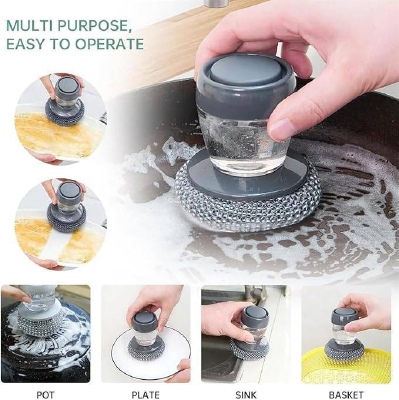 2 in 1 Soap Dispensing Palm Dish Cleaning Brush