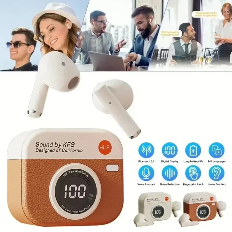 Headphones Sport Stereo Fone Bluetooth Earbuds for iPhone Retro Camera Style thumbnail 7