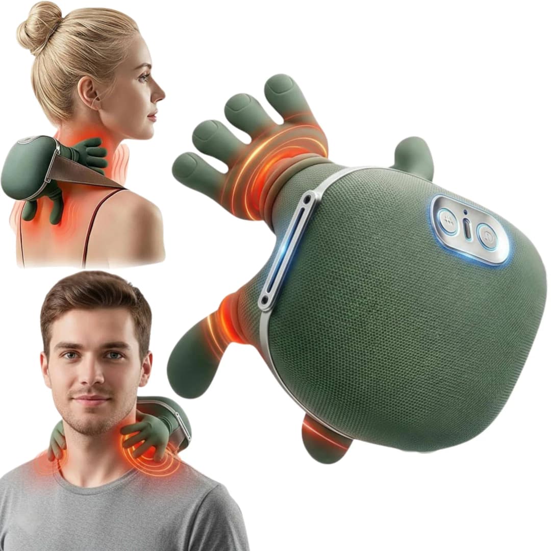 Portable Neck & Shoulder Massager with Heat Compress – Rechargeability Hand Simulation Relief Machine thumbnail 2