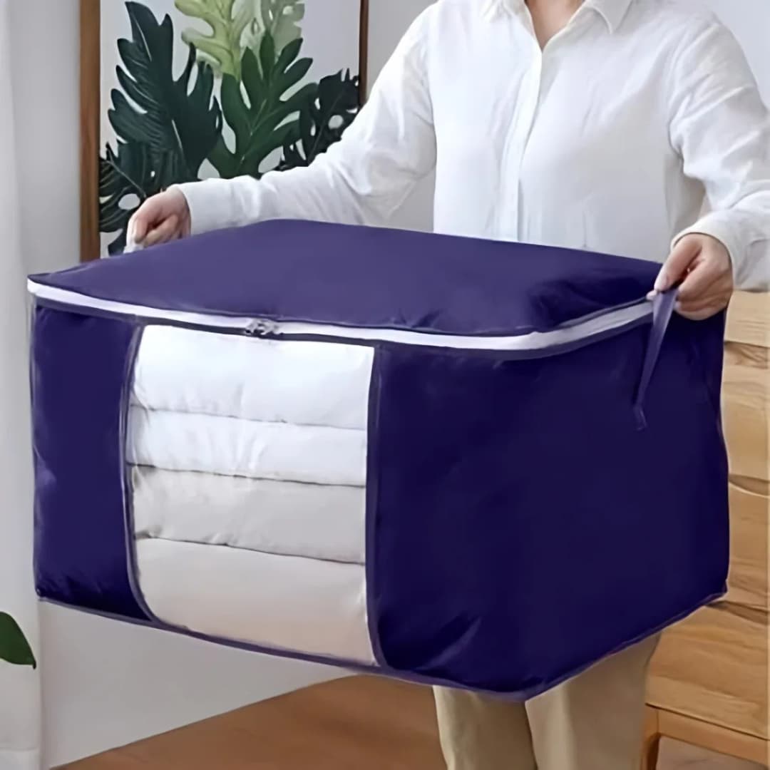 Blanket Storage Bag, Foldable Space-saving Non-woven Fabric Folding Stackable Blanket Storage Bag for Wardrobe