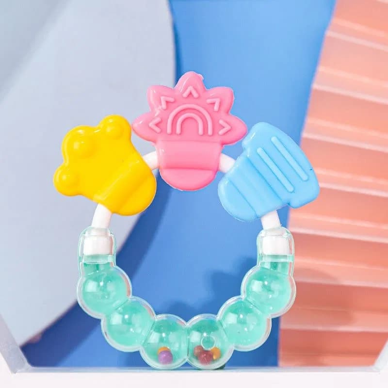 1PC Baby Silicone Teether Rattle Toy – BPA-Free Sensory Grasping Toy thumbnail 4