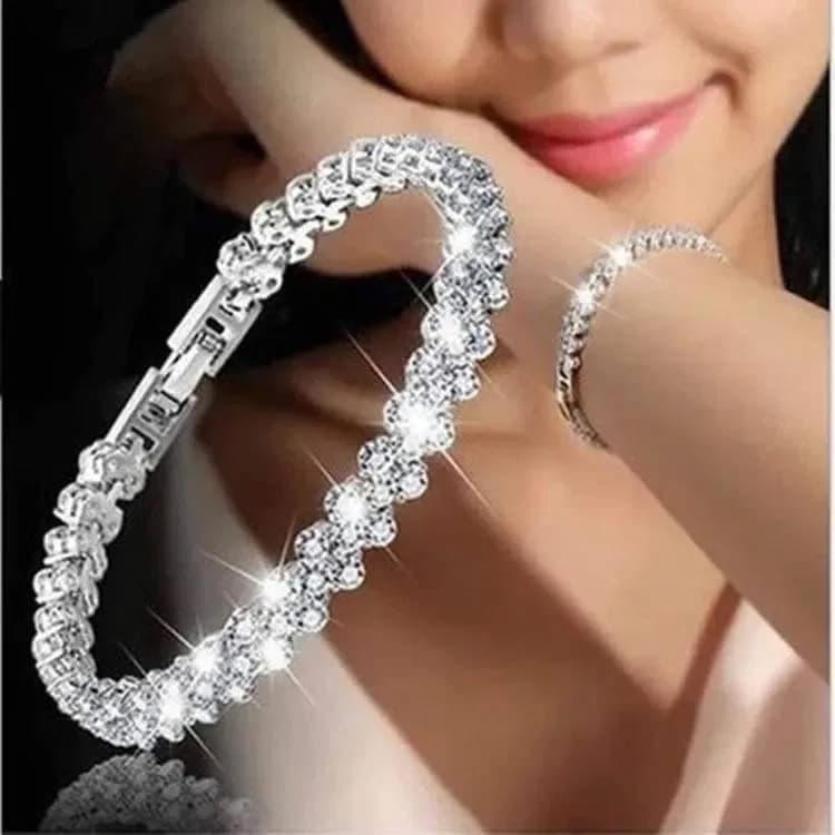 Roman Style Crystal Diamond Bracelet, Glamorous Diamond Chain Bracelet Ladies Chain Bracelet