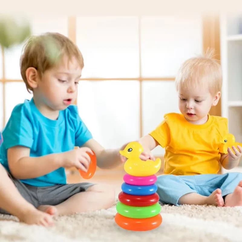 Rings Tower Baby, Colorful Rainbow Tower, Children Stacking Ring, Ring Stacking Pyramid Toy thumbnail 4