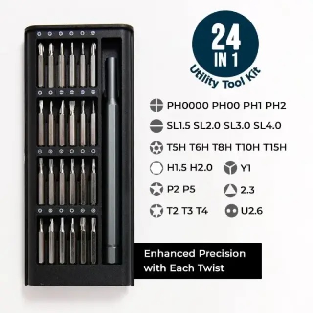 24 in 1 Precision Screwdriver Set with Magnetic Driver – Jiffix Pocket Manual Repair Tool Kit thumbnail 4